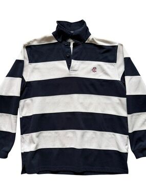 VTG Melbourne Cricket Club MCC Rugby Shirt LS Navy White Striped Size: XL